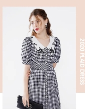 JZLE珈姿莱尔女装2020夏季新款黑白格服饰