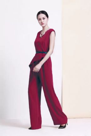 图女装2016夏季新款流行勃艮第酒红色服饰搭