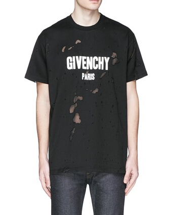 Givenchy纪梵希男装品牌标志胶印破洞T恤101