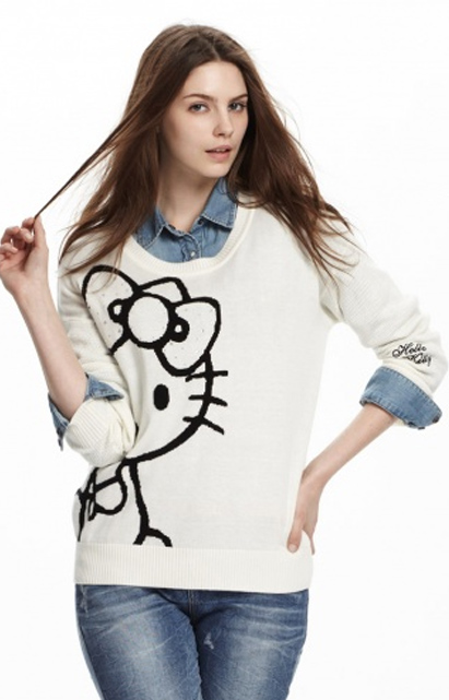 Metersbonwe˹ϵ2013ﶬ¿ŮװHELLO KITTYӡKTͷʱгë2187