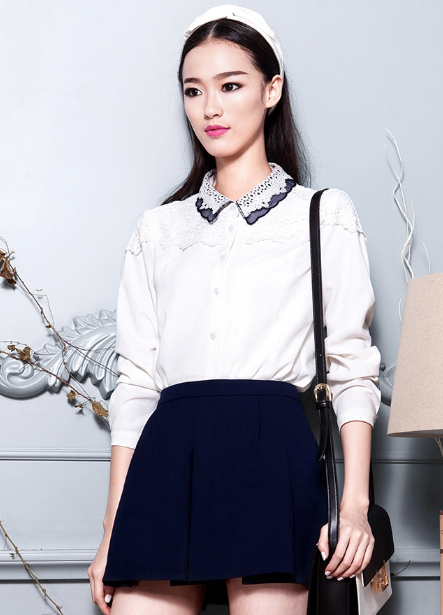 伊芙丽女装2014秋冬新款韩版长袖修身小衬衫