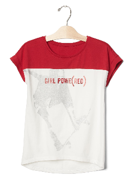 Gap童�b女孩Gap x (RED)���活力�L格短袖T恤女童�b000229156
