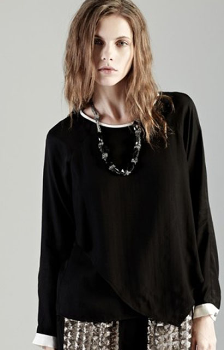 JAC原创设计师品牌2013秋装新款飘逸风黑白撞色衬衫J1408-1867