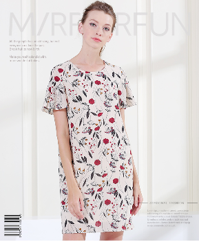 MIRROR FUN2017夏季新品植物花卉套头圆领宽松连衣裙 M102886U