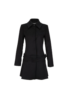 MAX&CO.黑色混合材质简约纯色腰带装饰优雅女士大衣,Coat,90840426,030022,02,46