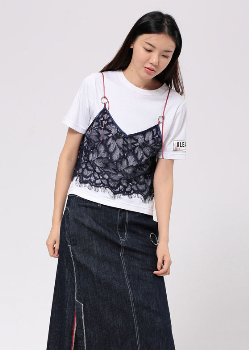 uti尤缇2017夏季新款欧美街头时尚潮流两件套蕾丝衫UD201086C251