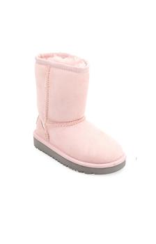 UGG粉色时尚休闲个性牛皮材质拼接设计简约儿童雪地靴