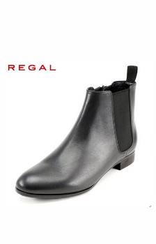 REGAL丽格女鞋时尚高帮真皮低跟短靴F74D