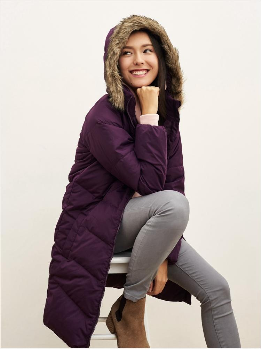 Gap2016秋冬女装|实用保暖中长款连帽羽绒夹克000325245