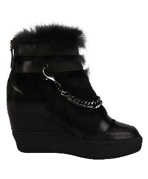 ASH  2016新款牛皮 女士 坡跟靴ANIMAL BIS BLACK