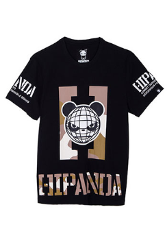 HIPANDA 你好熊猫 设计潮牌 新品 男款 地球熊头短袖T恤0171111088