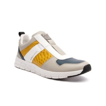 Men's Rider Gray Yellow Leather Sneakers