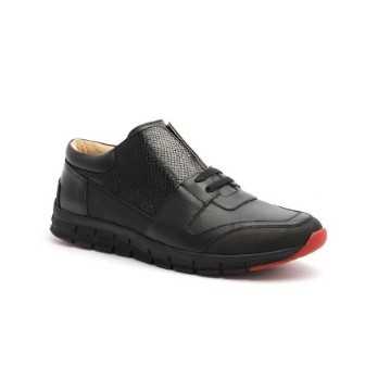 Men's Midnight Rider Black Leather Sneakers