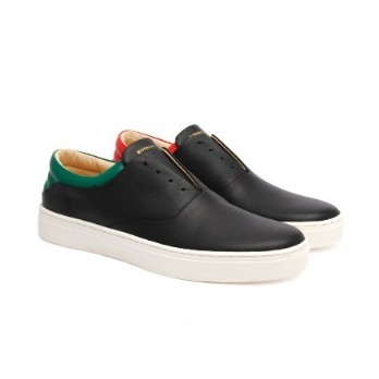 Men's Knight Black Red Green Leather Low Tops