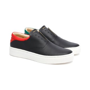 Women's Knight Black Red Green Leather Low Tops