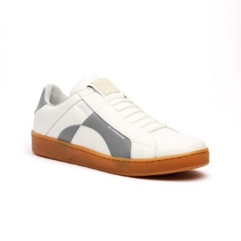 Men's Icon Dots White Gray Leather Sneakers