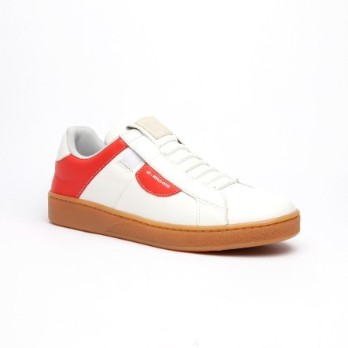 Women's Icon Dots White Red Leather Sneakers