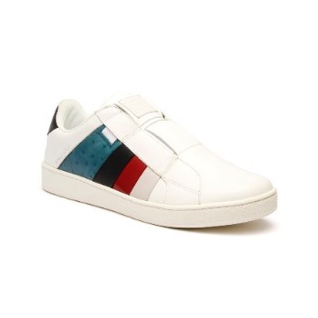 Men's Prince Albert White Teal Leather Sneakers