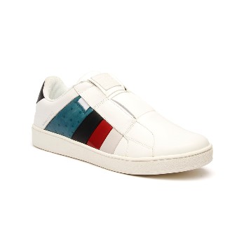 Women's Prince Albert White Teal Leather Sneakers