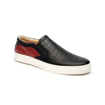 Men's Ketella Black Red Blue Leather Loafers