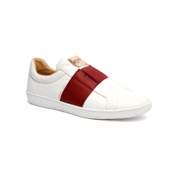 Women's Duke Straight White Red Leather Sneakers