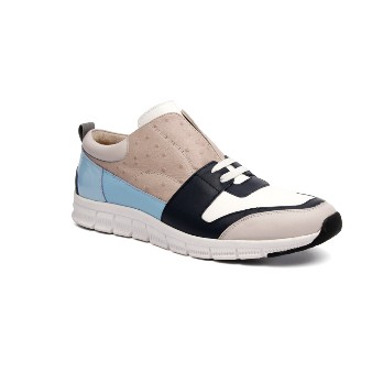 Men's Midnight Rider White Gray Blue Leather Sneakers