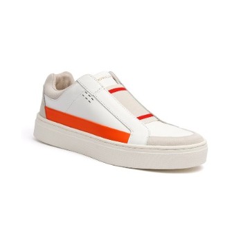 Men's King White Orange Leather Sneakers