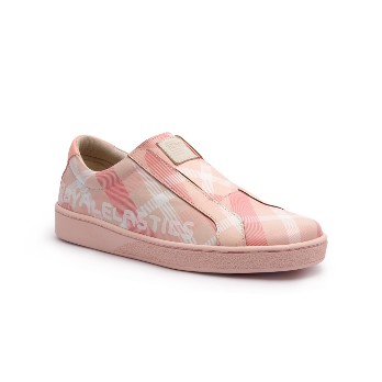 Women's Bishop Checked Pink White Leather Sneakers
