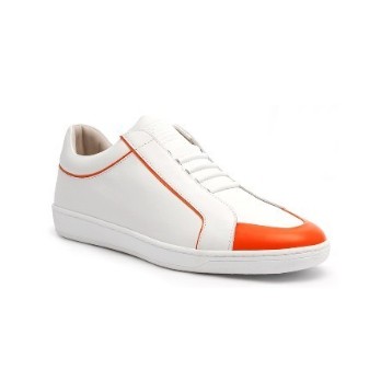 Men's Duke White Orange Leather Sneakers
