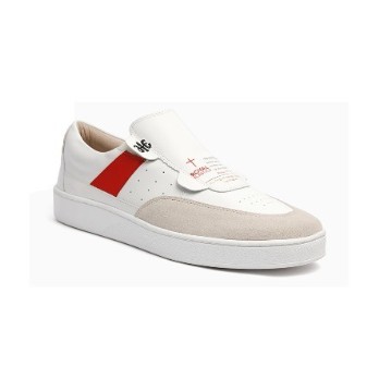 Men's Pastor White Red Leather Sneakers